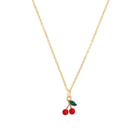 Cherry Pop - Red & Green Fruit Charm Necklace